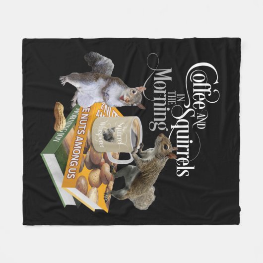 Kaffee und Eichhörnchen - Funny Squirrel Lover Fle Fleecedecke (Vorderseite (Horizontal))