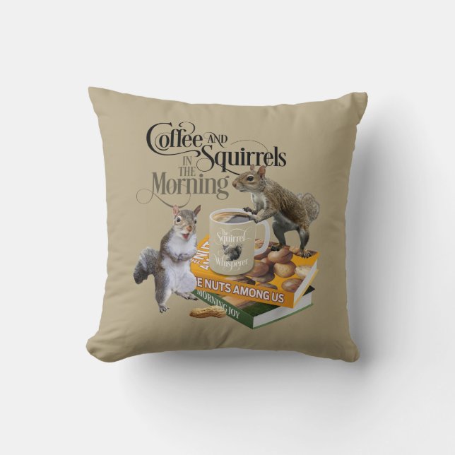 Kaffee und Eichhörnchen - Funny Squirrel Lover Kissen (Vorderseite)