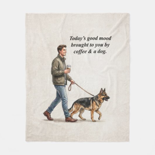 Kaffee und ein Deutscher Schäferhund machen heute Fleecedecke (Vorderseite)
