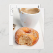 Kaffee und ein Donut zum Frühstück. Postkarte (Vorne/Hinten)