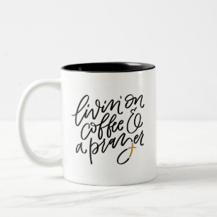 Kaffee und ein Gebet Handlettered Zweifarbige Tasse