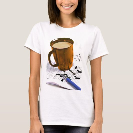 Kaffee und ein Kreuzworträtsel T-Shirt (Vorderseite)