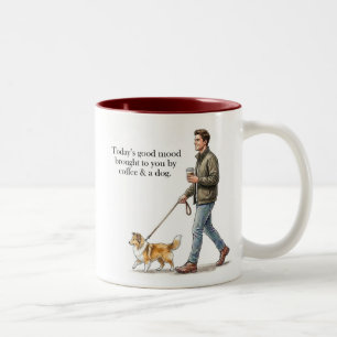 Kaffee und ein Sable Sheltie machen den heutigen T Zweifarbige Tasse