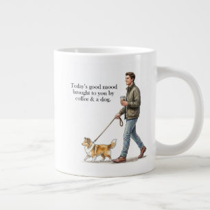 Kaffee und ein Sheltie beginnen den Tag richtig Jumbo-Tasse