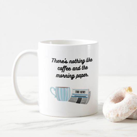 Kaffee und eine Tasse in der Zeitung (Mit Donut)