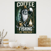 Kaffee und Fischen gehen zusammen Poster (Küche)