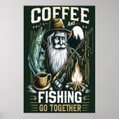 Kaffee und Fischen gehen zusammen Poster (Vorne)