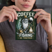 Kaffee und Fischen gehen zusammen Postkarte