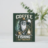 Kaffee und Fischen gehen zusammen Postkarte (Stehend Vorderseite)