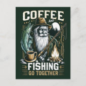 Kaffee und Fischen gehen zusammen Postkarte (Vorderseite)