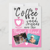 Kaffee und Foto in Rosa Kühlschrankmagnet Magneteinladung (Vorderseite)