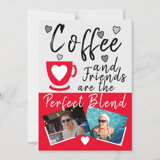 Kaffee und Foto Rot Kühlschrankmagnet Magneteinladung (Vorderseite)