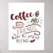 Kaffee und Freunde Bistro Doodle Art Typografie Poster (Vorne)
