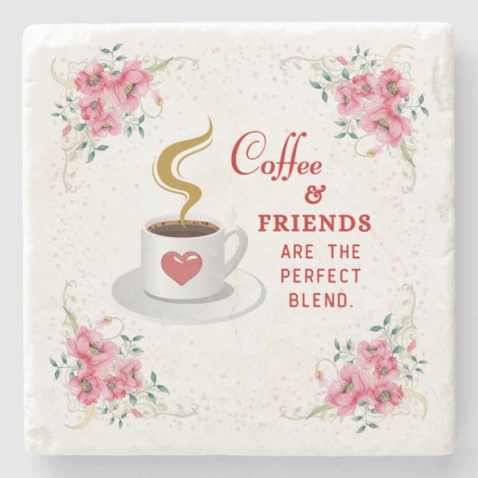 Kaffee und Freunde der perfekten Mischung Steinuntersetzer (Vorderseite)