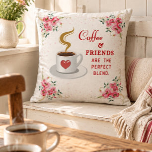 Kaffee und Freunde die perfekte Mischung Kissen