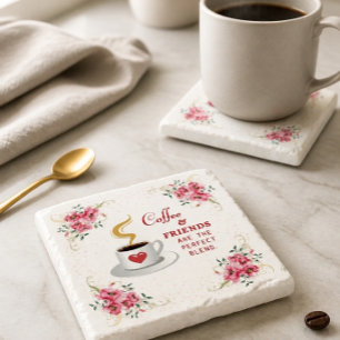 Kaffee und Freunde die perfekte Mischung Steinuntersetzer