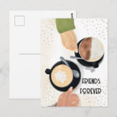 Kaffee und Freunde für immer Postkarte (Vorne/Hinten)