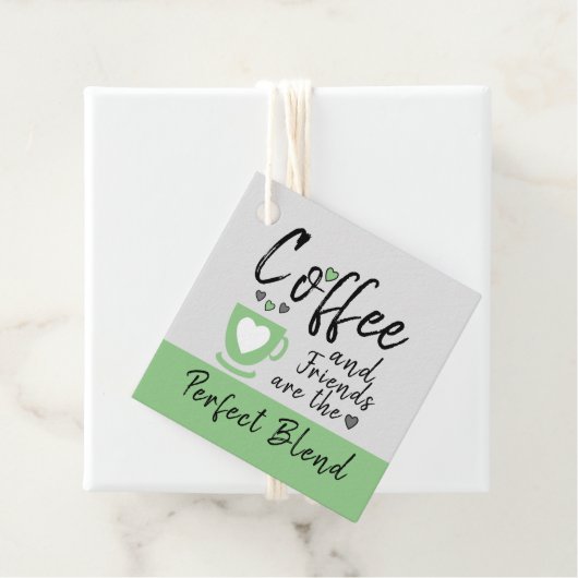 Kaffee und Freunde graue und grüne Geschenke Geschenkanhänger (Beispiel)