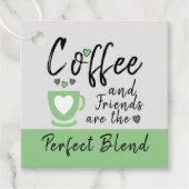 Kaffee und Freunde graue und grüne Geschenke Geschenkanhänger (Vorderseite)