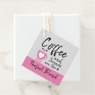 Kaffee und Freunde graue und rosa Geschenk Geschenkanhänger