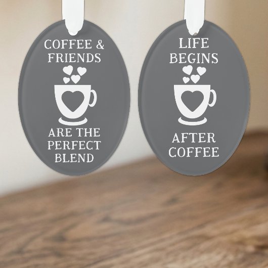 Kaffee und Freunde Liebe Herz grau Ornament
