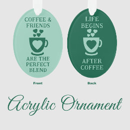 Kaffee und Freunde Liebe Herz grün Ornament