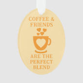 Kaffee und Freunde Liebe Herz orange Ornament (Vorderseite)