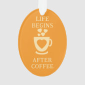 Kaffee und Freunde Liebe Herz orange Ornament (Rückseite)