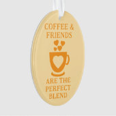 Kaffee und Freunde Liebe Herz orange Ornament (Vorderseite)
