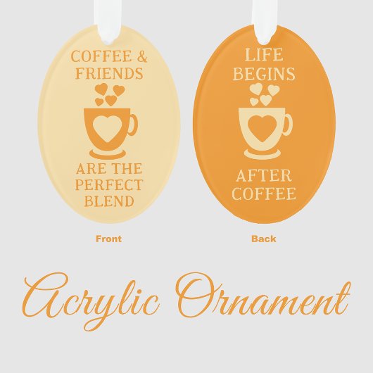 Kaffee und Freunde Liebe Herz orange Ornament