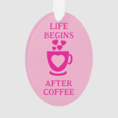 Kaffee und Freunde Liebe Herz rosa Ornament (Rückseite)