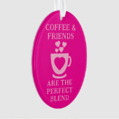 Kaffee und Freunde Liebe Herz rosa Ornament (Vorderseite)