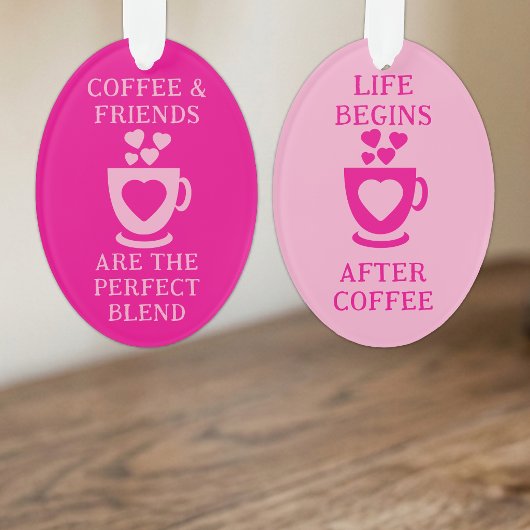 Kaffee und Freunde Liebe Herz rosa Ornament
