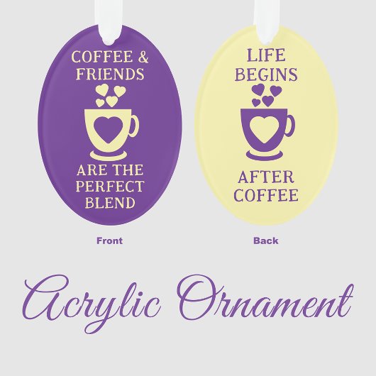 Kaffee und Freunde Liebe Herzen lila Ornament