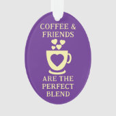Kaffee und Freunde Liebe Herzen lila Ornament (Vorderseite)