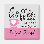 Kaffee und Freunde Liebe Herzen pink Magnet (Vorne)
