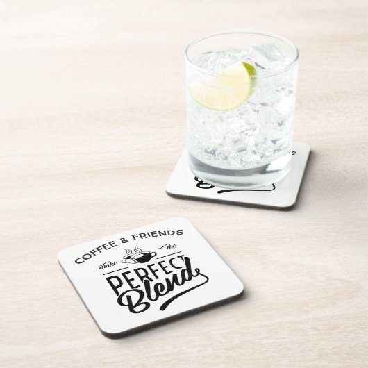 Kaffee und Freunde machen die perfekte Mischung Getränkeuntersetzer (Rechte Seite)