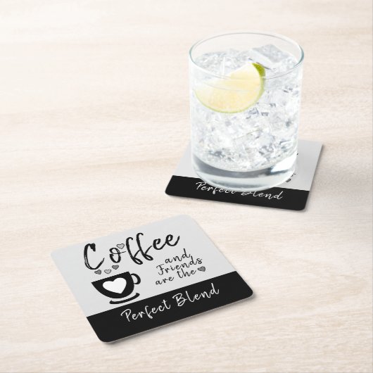Kaffee und Freunde passen perfekt schwarz zusammen Rechteckiger Pappuntersetzer (Vor Ort)