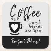 Kaffee und Freunde passen perfekt schwarz zusammen Rechteckiger Pappuntersetzer (Vorderseite)