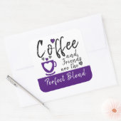 Kaffee und Freunde perfekt lila verschmelzen Quadratischer Aufkleber (Umschlag)