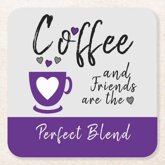 Kaffee und Freunde perfekt lila verschmelzen Rechteckiger Pappuntersetzer (Vorderseite)