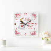 Kaffee und Freunde perfekt vermischen Wall Clock Quadratische Wanduhr (Zuhause)