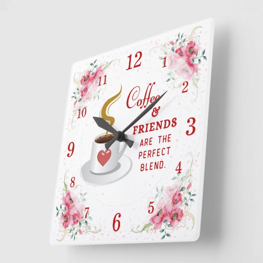 Kaffee und Freunde perfekt vermischen Wall Clock Quadratische Wanduhr (Winkel)