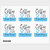 Kaffee und Freunde perfekte Mischung aus Blau Quadratischer Aufkleber (Blatt)