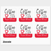 Kaffee und Freunde perfekte Mischung aus Rot Quadratischer Aufkleber (Blatt)
