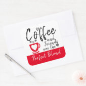 Kaffee und Freunde perfekte Mischung aus Rot Quadratischer Aufkleber (Umschlag)