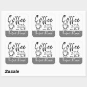 Kaffee und Freunde perfekte Mischung grau Quadratischer Aufkleber (Blatt)