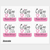 Kaffee und Freunde perfekte Mischung pink Quadratischer Aufkleber (Blatt)