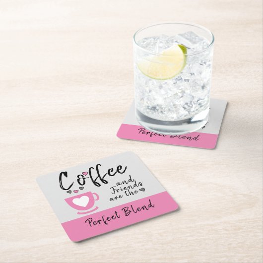 Kaffee und Freunde perfekte Mischung pink Rechteckiger Pappuntersetzer (Vor Ort)