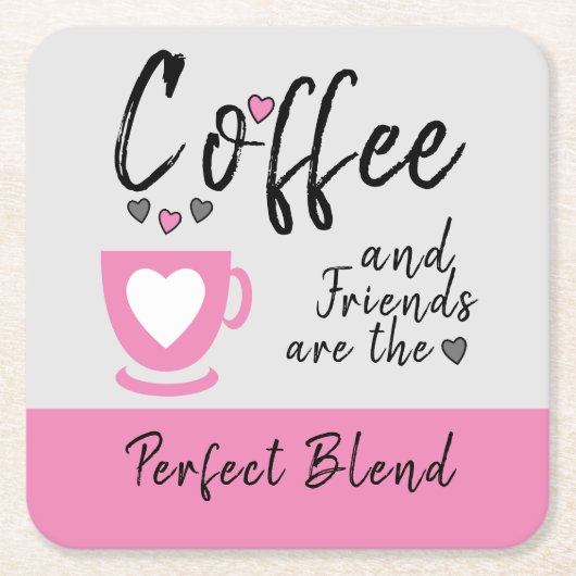 Kaffee und Freunde perfekte Mischung pink Rechteckiger Pappuntersetzer (Vorderseite)